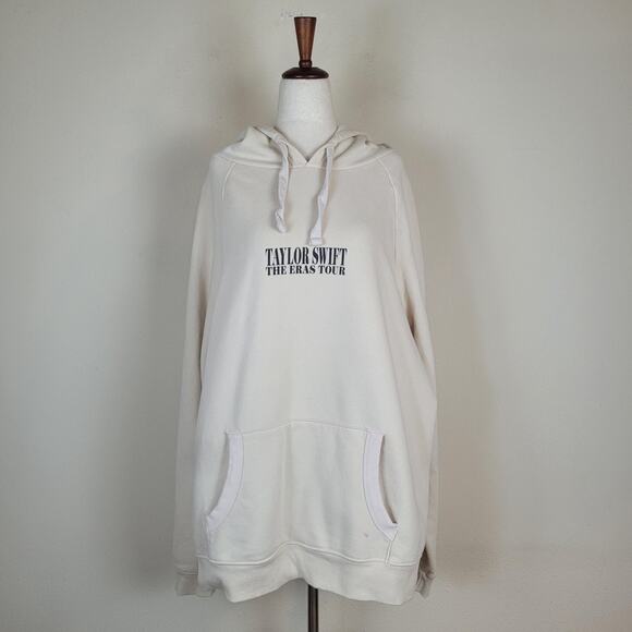 Taylor Swift The Eras Tour Hoodie Womens XL Off White Graphic Pullover Fleece - Picture 1 of 11